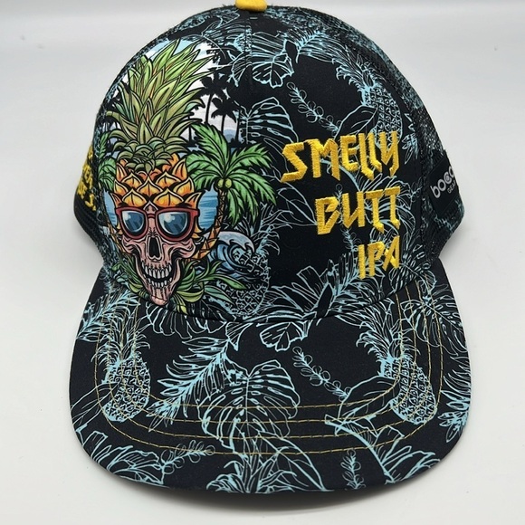 Boco Gear -Smelly Butt IPA Skull Coconut Palm Tree Colorful SnapBack Trucker Hat - Picture 2 of 11
